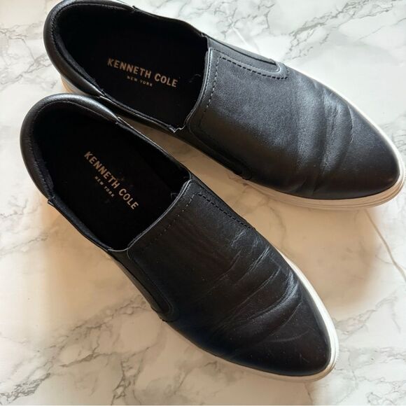 Kenneth Cole leather pointed sneakers slip on - Picture 3 of 8